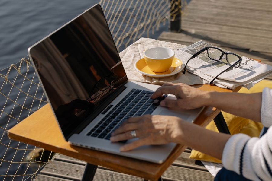 person working remotely