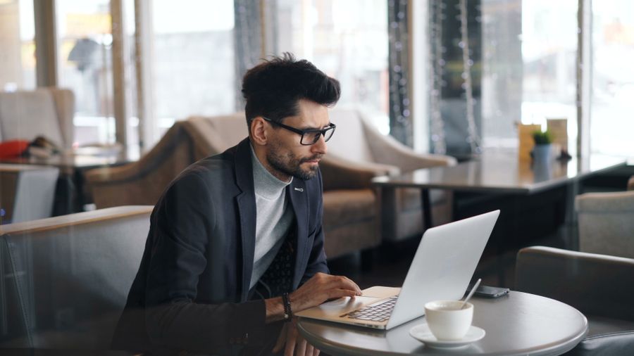 person using laptop