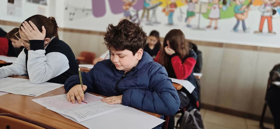 student writing