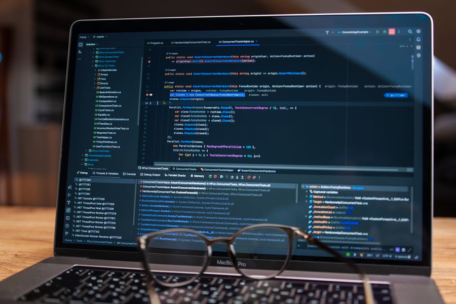 coding on laptop