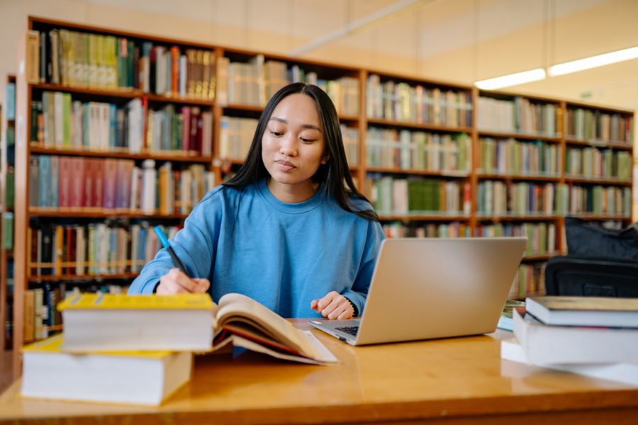 university student studying