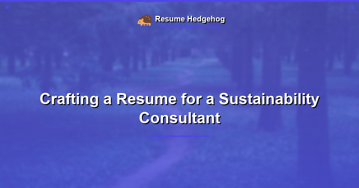 Crafting a Resume for a Sustainability Consultant