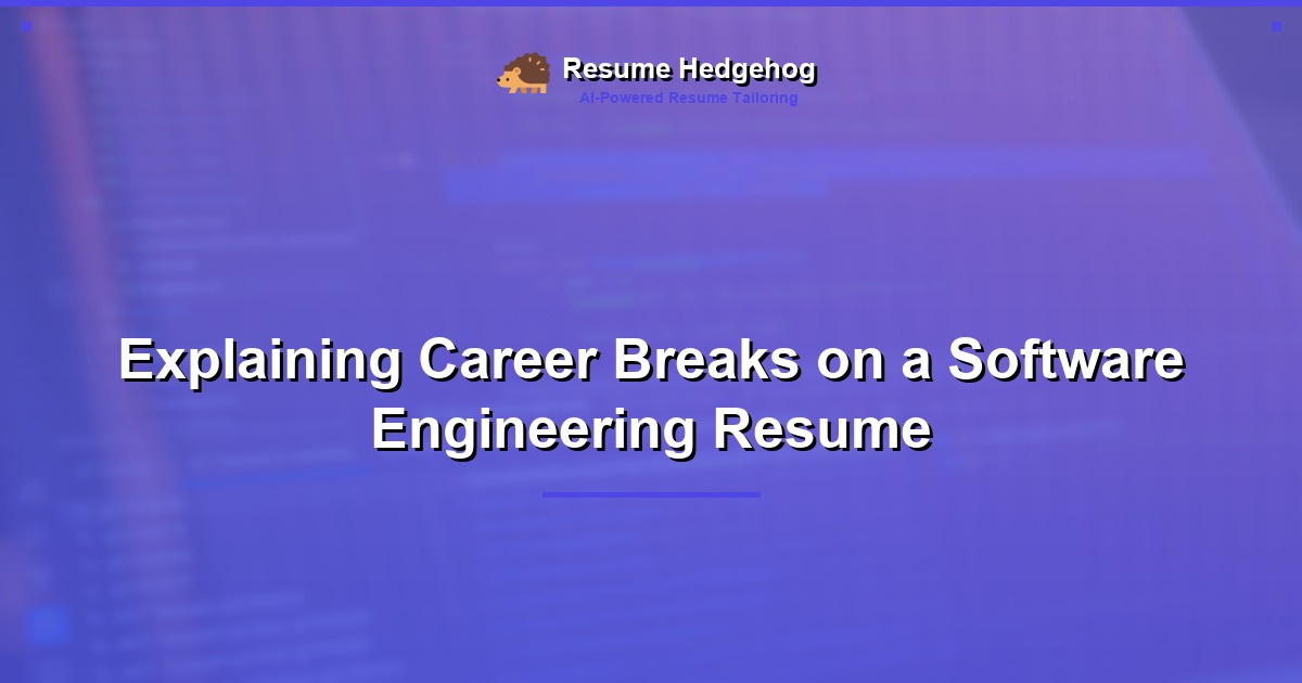 Explaining Career Breaks on a Software Engineering Resume