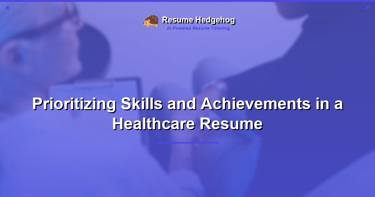 Prioritizing Skills and Achievements in a Healthcare Resume