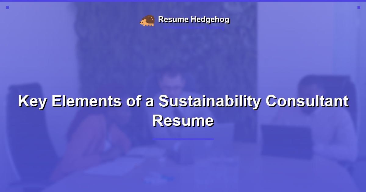 Key Elements of a Sustainability Consultant Resume